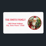 Vintage White Snow Glitter Christmas Tree Holiday  ラベル<br><div class="desc">This is Christmas Holiday return address label design. This design feature is a gold handwritten font with scroll frame accents on a White Snow Glitter background with a rustic textured look. Custom return address text. Personalized address labels for all your mailings.</div>