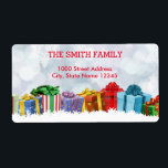 Vintage White Snow Glitter Christmas Tree Holiday ラベル<br><div class="desc">This is Christmas Holiday return address label design. This design feature is a gold handwritten font with scroll frame accents on a White Snow Glitter background with a rustic textured look. Custom return address text. Personalized address labels for all your mailings.</div>