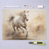 Vintage White Stallion in Motion 薄葉紙 (クラフト)