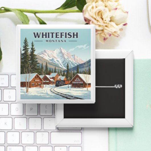 Vintage Whitefish Montana 缶バッジ