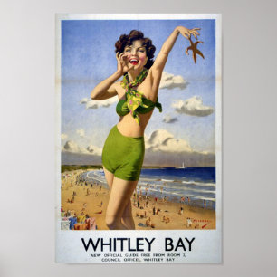 Vintage Whitley Bay, England ポスター
