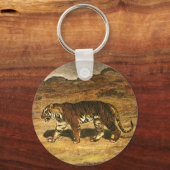 Vintage Wild Animal, Bengal Tiger Roaming Plains キーホルダー (正面)