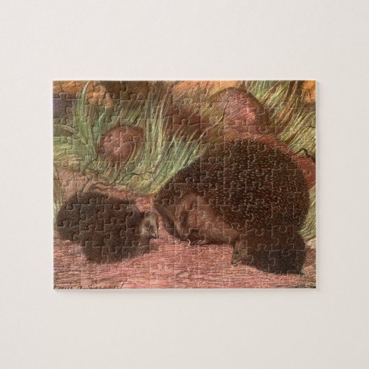 Vintage Wild Animals, Hedgehogs by Louis Sargent ジグソーパズル (横)