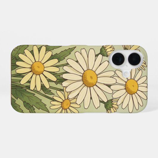 Vintage Wild Daisies iPhone 16ケース (裏面横)