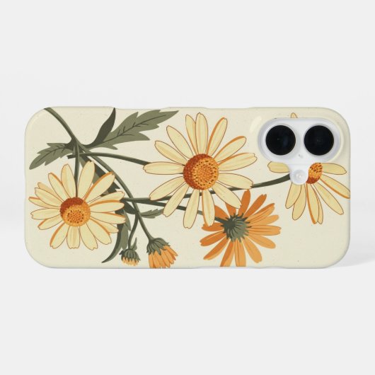 Vintage Wild Daisies iPhone 16ケース (裏面横)