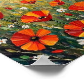 Vintage Wild Poppy Meadow Art ポスター (角)