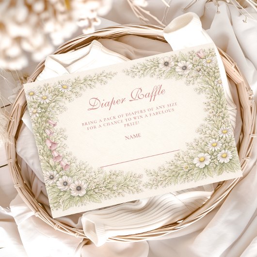 Vintage Wildflower Botanical Frame Diapper Raffle エンクロージャーカード