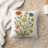 Vintage Wildflower cotton throw pillow クッション (ブランケット)