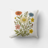 Vintage Wildflower cotton throw pillow クッション (正面)