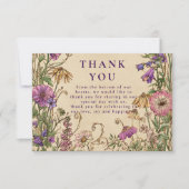 Vintage Wildflower Garden Wedding サンキューカード (正面)