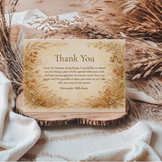 Vintage Wildflower Graduation Party サンキューカード