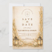 Vintage Wildflower Lantern Garden Wedding セーブザデート (正面)