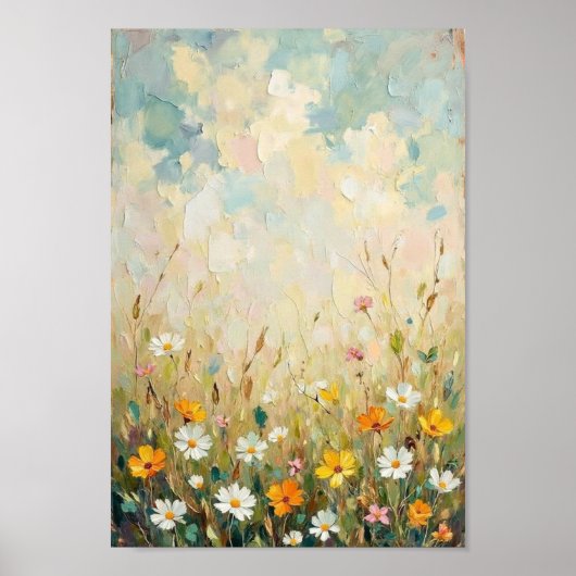 Vintage Wildflower Meadow Countryside Art ポスター (正面)
