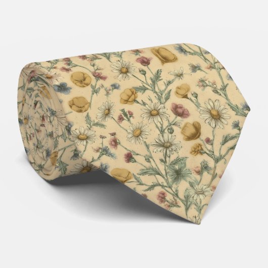 Vintage Wildflower Meadow Floral Pattern ネクタイ (ロール)