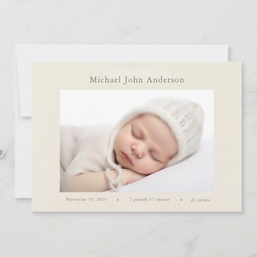 Vintage Wildflower Photo Birth Announcement 招待状 (正面)