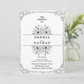 Vintage Wildflower Sketch Wedding Invitation  招待状 (スタンド正面)
