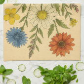 Vintage Wildflowers on Weathered Paper キッチンタオル (折り畳み)