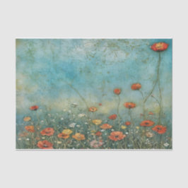 Vintage wildflowers poppies landscape 薄葉紙