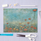 Vintage wildflowers poppies landscape 薄葉紙 (クラフト)