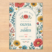 Vintage Wildflowers Wedding Invitation アクリル招待状 (正面)