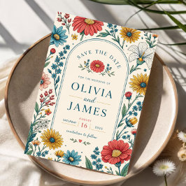 Vintage Wildflowers Wedding Invitation アクリル招待状