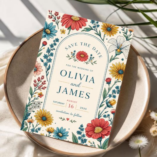 Vintage Wildflowers Wedding Invitation アクリル招待状