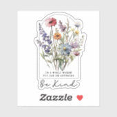 Vintage Wildflowers with Quote - Be Kind シール (シート)