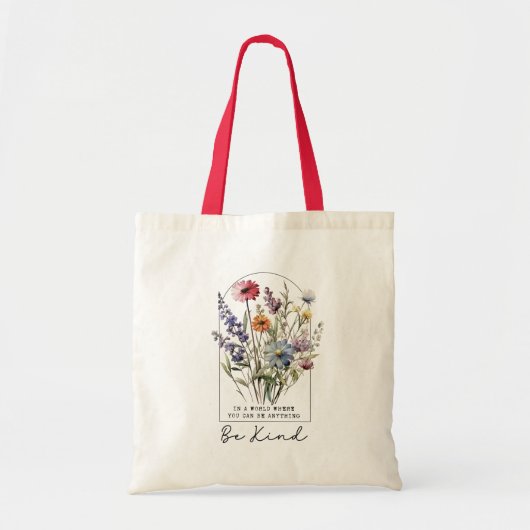 Vintage Wildflowers with Quote - Be Kind トートバッグ (正面)