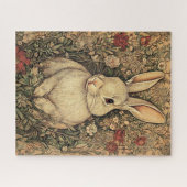 Vintage William Morris Cottage Tan Rabbit ジグソーパズル (横)