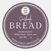 Vintage Wine Bakery Sourdough Bread Logo Sticker ラウンドシール (正面)