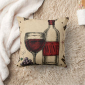 Vintage Wine Bottle and Glass Rustic Vineyard  クッション (ブランケット)