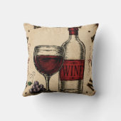 Vintage Wine Bottle and Glass Rustic Vineyard  クッション (裏面)