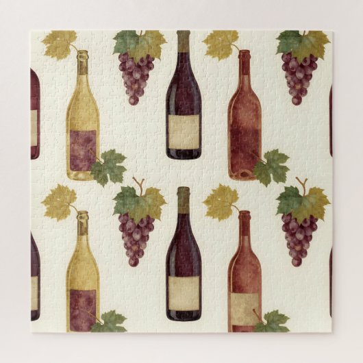 Vintage Wine Bottle Grapevine Pattern ジグソーパズル (縦)