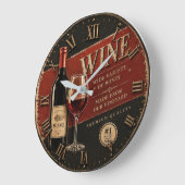 Vintage Wine Bottle Rustic Winery Vineyard Kitchen ラージ壁時計 (傾斜)