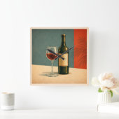 Vintage Wine Glass and Bottle Wall Clock スクエア壁時計 (ホーム)