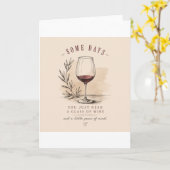 Vintage Wine Lover | Red Wine Design カード (黄色い花)