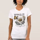Vintage Wings of Freedom バタフライデイジー花 Tシャツ (正面)