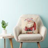 Vintage Winking Santa Merry Christmas Pillow クッション (椅子)