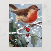 Vintage Winter Bird ポストカード (正面)