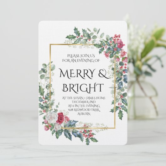 Vintage Winter Botanical Christmas Elegance 招待状 (スタンド正面)