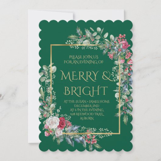 Vintage Winter Botanical Christmas Elegance 招待状 (正面)