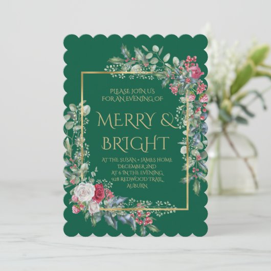 Vintage Winter Botanical Christmas Elegance 招待状 (スタンド正面)