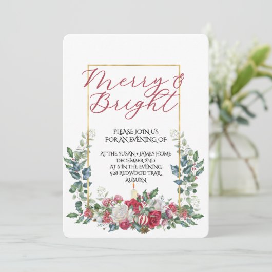 Vintage Winter Botanical Christmas Elegance 招待状 (スタンド正面)