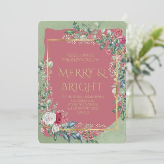 Vintage Winter Botanical Christmas Elegance 招待状 (スタンド正面)