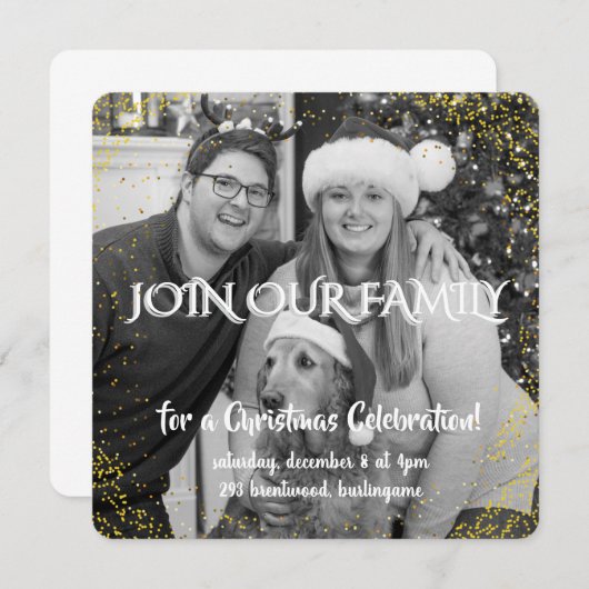 Vintage Winter Christmas Elegance Personalized 招待状 (正面/裏面)