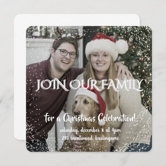 Vintage Winter Christmas Elegance Personalized  招待状 (正面/裏面)