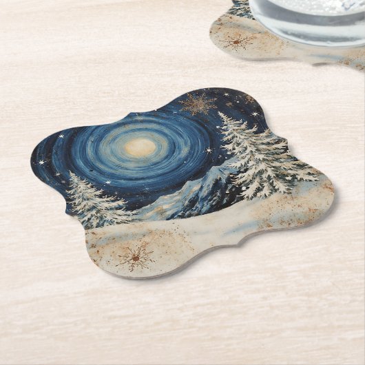 Vintage Winter Christmas Escape ペーパーコースター (アングル)