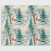 Vintage Winter Christmas Village ラッピングペーパー (フラット)