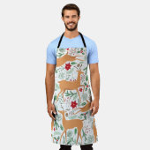 Vintage winter deer seamless pattern. Christmas ba エプロン (着用した状態)