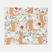 Vintage winter deer seamless pattern. Christmas ba フリースブランケット (正面(横))